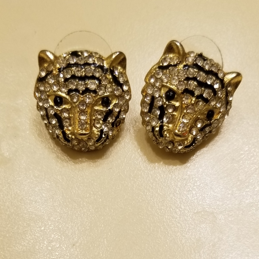 Tiger Blinged Out/Rhinestones Stylish earrings